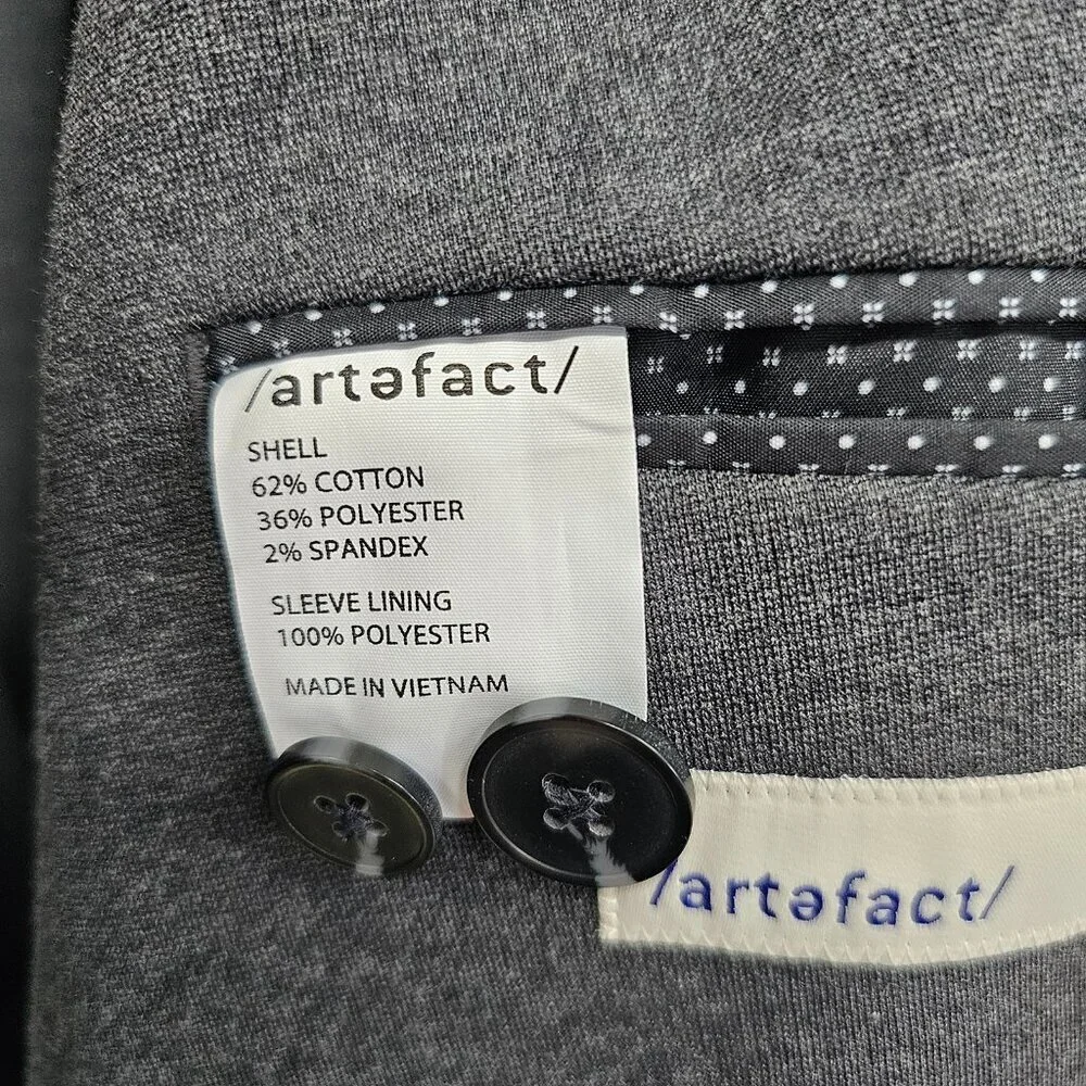 Artefact 42R Gray Solid 2-Button Sport Coat Blazer Jacket P448